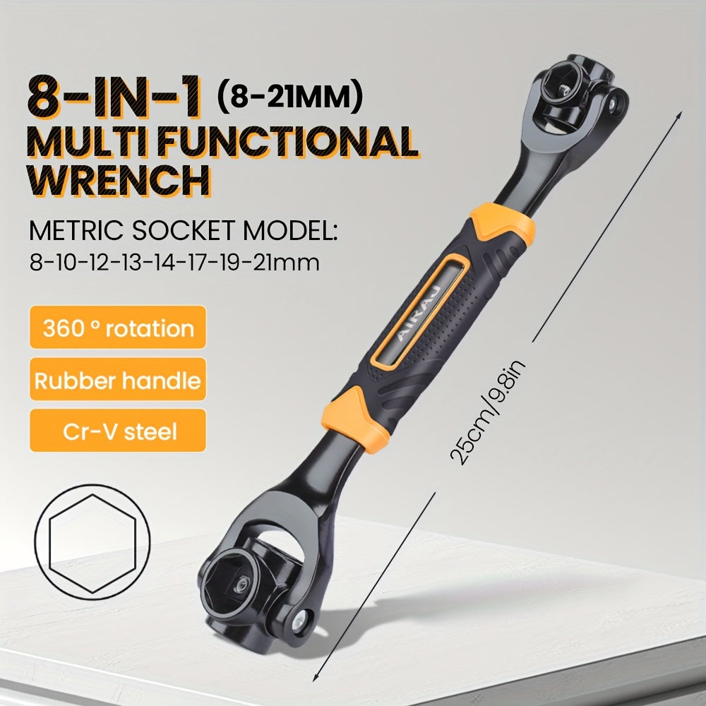 AIRAJ Multi-functional Socket Wrench Head 360 Degree Rotation Automatic Locking Hardness High Torque High Not Slip Gear Applicable Scope Is Wide, Can Be Used for Maintenance, Car Maintenance, Bicycle Maintenance, Bicycle Repa
