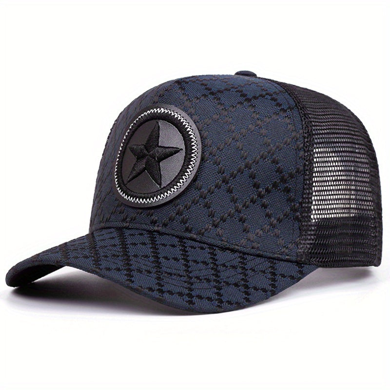 2025 New Men'S Outdoor Sports Baseball Cap - Flat Top Hip Hop Hat with Cool Bill, Breathable Mesh Back, & Design, Durable Polyester/Nylon Blend
