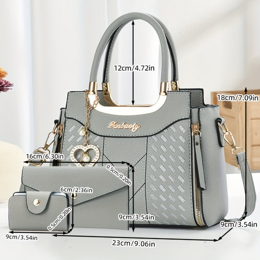 INCK Women's Large Capacity Handbag with Adjustable Crossbody/Handheld Strap, Zipper Closure, Elegant Casual Purse in / Cotta/Navy/ - Versatile for, Travel, Everyday Use