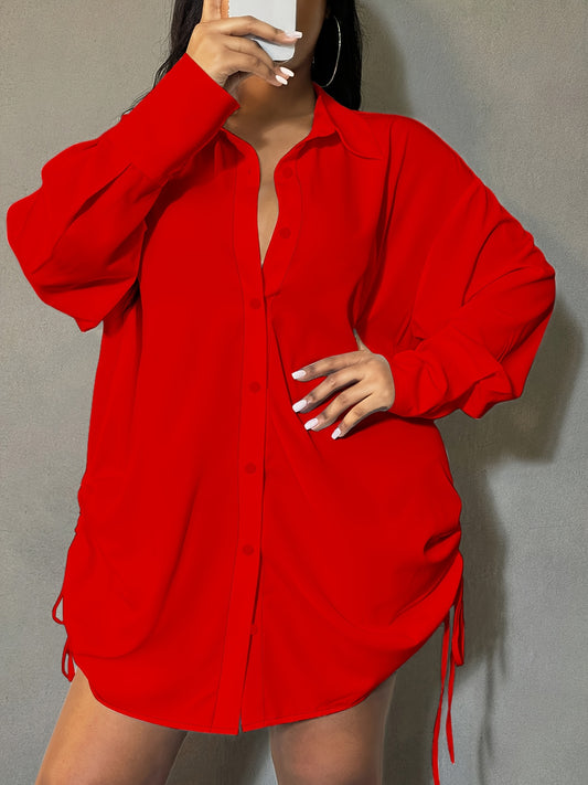 Plus Size, Women's Plus Size Elegant Collar Button- Shirt - Solid Color Long Sleeve Blouse, Machine Washable Year-Round Button Front for Office, Semi-Formal & Casual Wear (Special Collection) - Plus Size Professional Attire