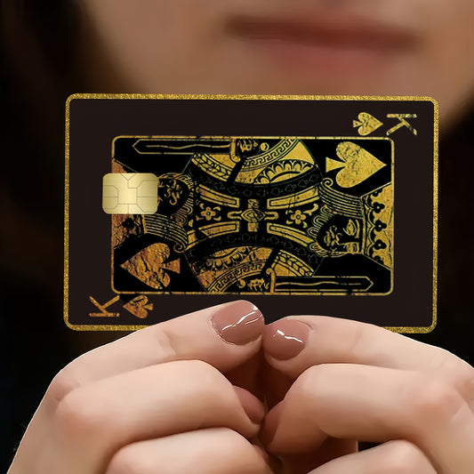 Ace of Spades Poker Pattern Credit Card Beige Cover, Waterproof Sticker, Ultra-Thin, High-Quality, Scratch-Resistant, Suitable for Credit Cards, Bank Cards, Bus Cards, Removable Self-Adhesive for Most Cards, Ideal Gift for Fr
