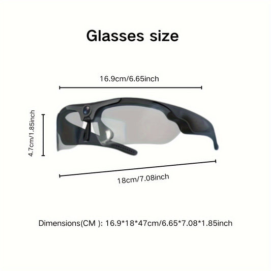 1080P HD Video Camera Glasses, Outdoor Sports DV Camera, Smart Glasses, Wide-Angle 120 ° Glasses Camera, Body Camera, Cycling, Motorcycle, Bicycle, with 64GB Storage Card