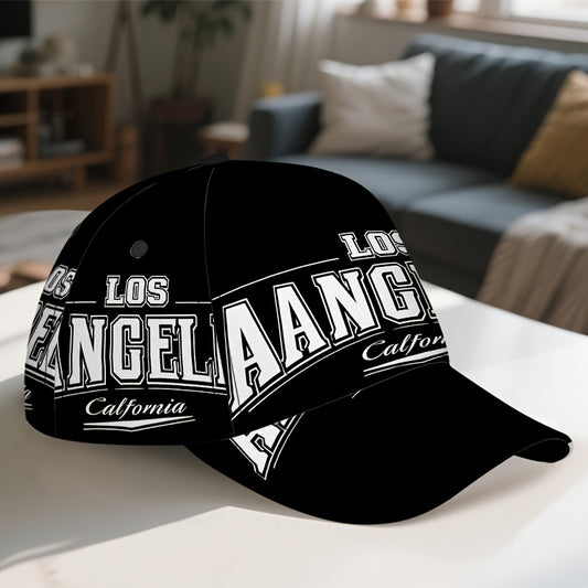 1pc 2D Los Angeles Bold Print Snapback Baseball Cap - Lightweight Adjustable Polyester Hat with Full-Body Design, Great for Outdoor Running, Sports & Casual Street Style., Funky Design, Urban Fashion, Comfortable Fit, Street