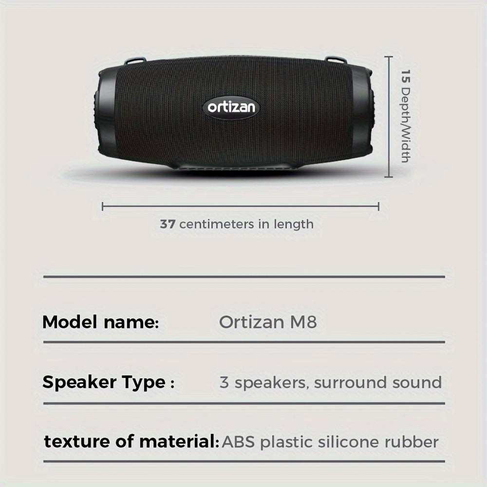 100W Ortizan Wireless Speaker - High-Quality Sound, Strong Bass, 12 Hours of Playtime, Portable Power Bank, Equalizer, USB, LED Lights, Multi-Room Sound, Surround Sound - Outdoor Loud Subwoofer Boombox for Parties, Camping, A