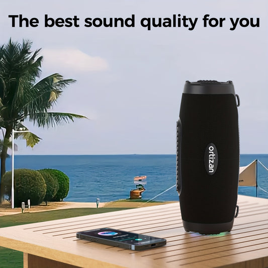 100W Ortizan Wireless Speaker - High-Quality Sound, Strong Bass, 12 Hours of Playtime, Portable Power Bank, Equalizer, USB, LED Lights, Multi-Room Sound, Surround Sound - Outdoor Loud Subwoofer Boombox for Parties, Camping, A