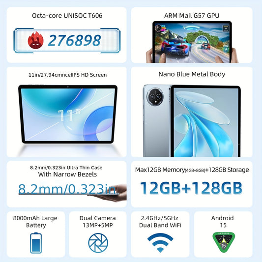 BMAX I11S 2025 New Android Tablet With Android 15, 12GB 128GB, High-Performance, No Lag, Th Office Entertainment Education Learning Tablet, The Best Choice For Holiday Gifts, Tablet, Pad