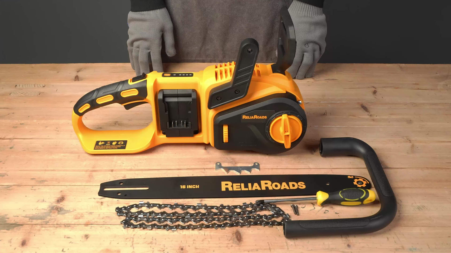 AMPFORCE 16-Inch Brushless Chainsaw 36V, Compatible With DewaIt Battery, Brushless Motor 8000RPM, Chains Brake, Auto Lubrication, Compact Design, Ideal For Efficient Wood/Tree Cutting And Pruning, Bare Tool (Without Battery)