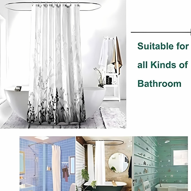 2D 1pc/4pcs Featuring The Eiffel Tower Design, Suitable for Apartment Bathrooms And Shower Rooms, Includes a Hotel Shower Curtain Set with 12 Hooks, a Bathroom Mat, a Toilet Seat Cover, And a U-Shaped Mat, All As Part of The