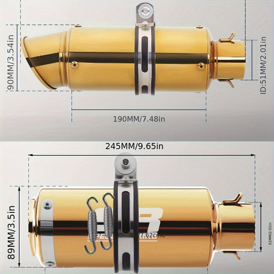 51mm Universal Motorcycle Exhaust Pipe Suitable for Motorcycles, ATVs, and More Decorative Accessories