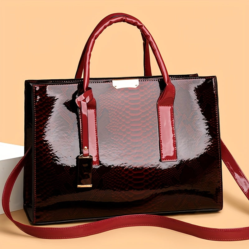 Women'S Large Capacity Elegant Handbag with Detachable Strap & Golden-Tone Hardware - Structured Tote, Golden-Tone Hardware & Zipper Closure