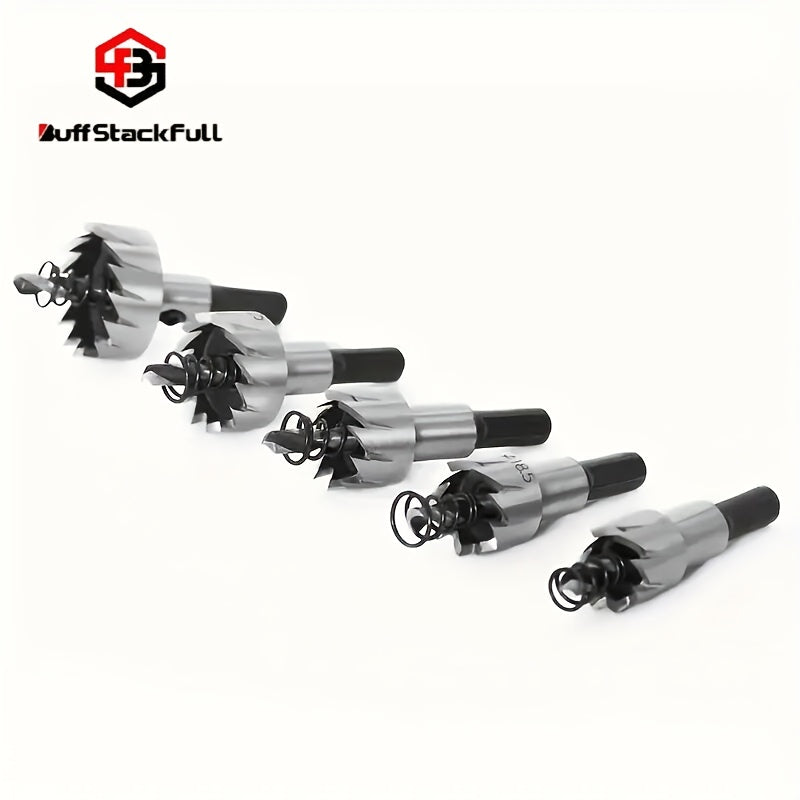 BUFF STACK FULL 5pcs HSS Drill Bits with Wrench - High-Speed Steel, Rust-Proof, Precision Sizes (16mm-30mm) for Metal & Stainless Steel - Ideal for Professional Sheet Metal Work, Drill Bits for Steel, Metalworking Drill Bits