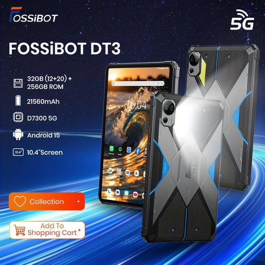 FOSSiBOT DT3 Outdoor Tablet 32GB RAM + 256GB ROM/2TB, Android 15, 10, 4'' 2K FHD Display, 21560mAh Akku Android-Tablet, 64MP+32MP Kamera, Octa-Core, 5G Dual SIM/WiFi 6/GPS/OTG/Camping LED-Blinker, Tablet, Pad