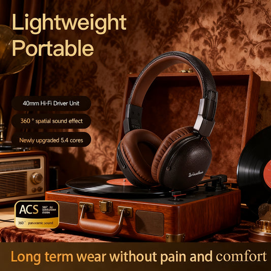 Wireless Headphones Over Ear - Retro Vintage Design, a Must-Have Fashion Accessory for Outfits. Foldable Bluetooth 5.3, 50H Playtime, HD Stereo Sound, Soft Earpads. Stylish for Travel, Office, Home & Daily Looks, Blending Cla