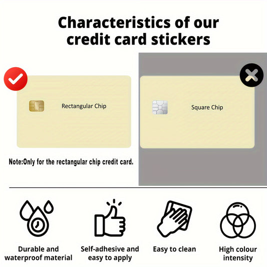 3pcs Waterproof & Scratchproof Credit Card Skins - Self-Adhesive Vinyl Card Protectors with Logo/Text/Barcode/QR Code, Fits Most Debit/Credit Cards