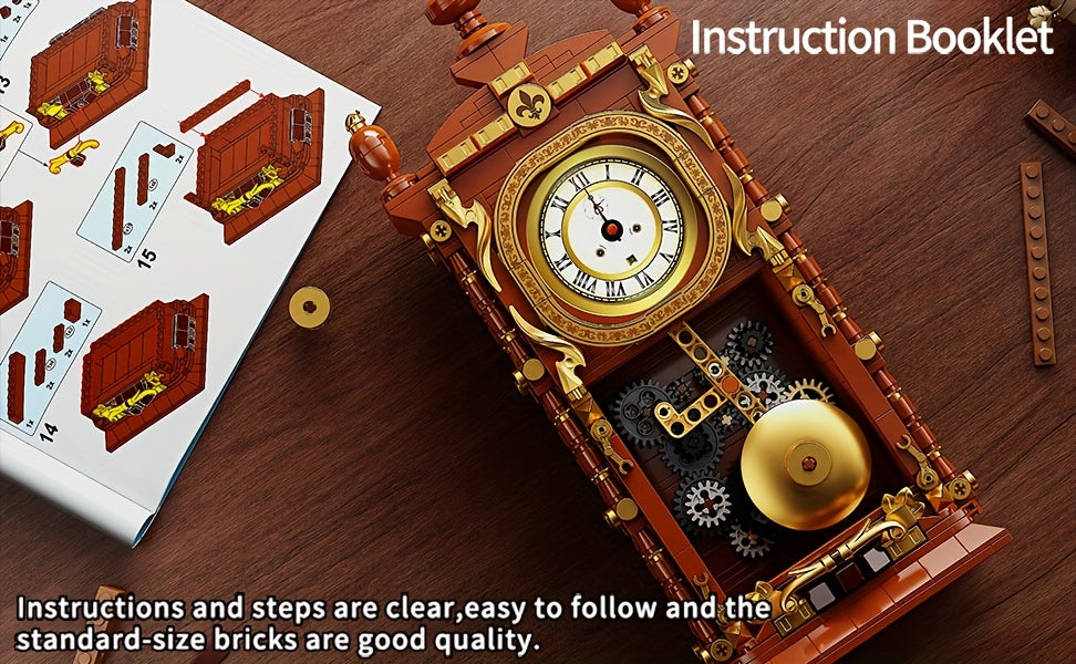 700+pcs Creative Clock Model • Building Blocks Set • Retro Swaying Clock • Alarm Function • Desktop Decor • Gift for Ages 6+