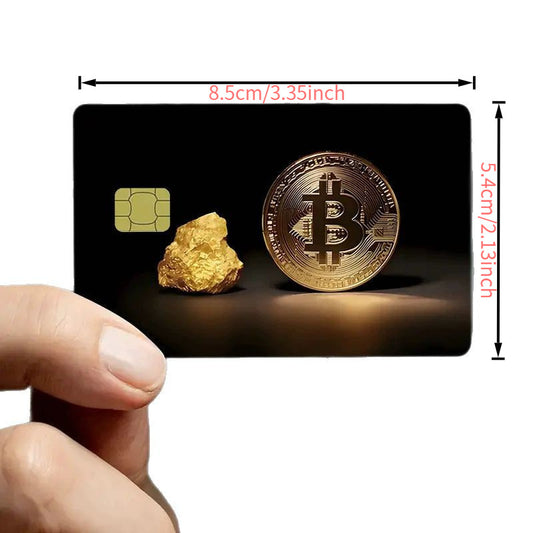 5pcs Set 2025 New Bitcoin Credit Card Skins - Holographic Gloss PVC/Scratch-Resistant Stickers with Bitcoin Logo & Emblem, Permanent Adhesive Removal (No Residue) for Crypto Cards, Collectible for DFeva Enthusiasts