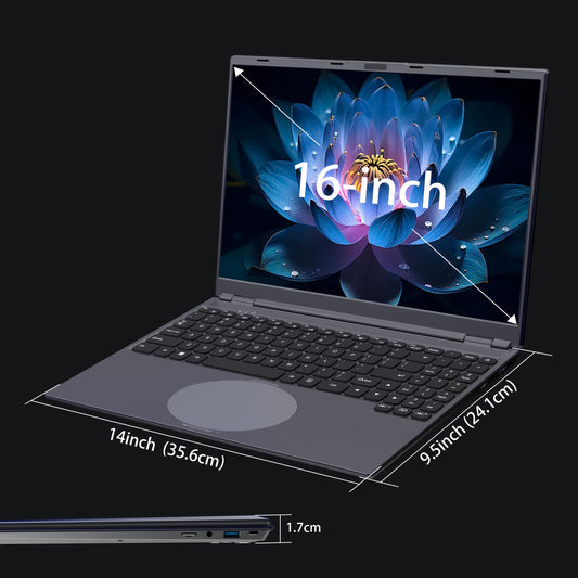 16" Touchscreen Business Laptop | Intel Core i3, 3.0 to 3.6 GHz, 16GB/32GB RAM, 480GB/960GB SSD, RGB Color Backlit Keyboard, Face Recognition, 5000 mAh Battery, American-style Plug