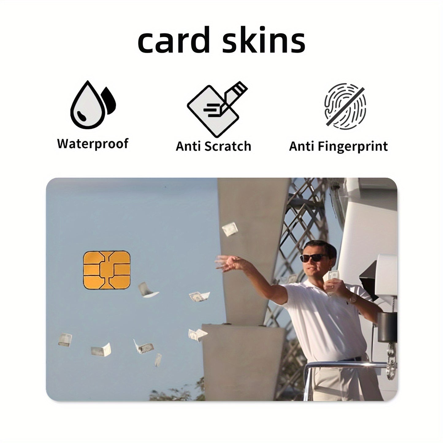 A Set of 4 Thick Frosted Stickers Titled 'Rich' for Men And Women, Suitable for Credit Cards, Bank Cards, Debit Cards, And Transit Cards. These Removable Self-Adhesive Decorative Stickers Are Scratch-Resistant, Stain-Resistan