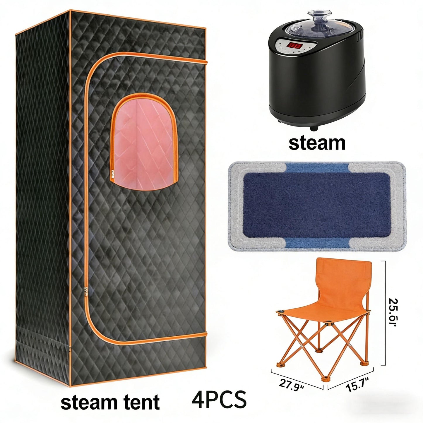 71" x 49" x 36" Portable Double Steam Sauna Tent | Full Body Spa with 2 Steamers, Electric, Foldable, High Temperature, Anti-drying and Leak-proof, Zipper Window, PVC Material, Suitable for Gym and Bathroom Use
