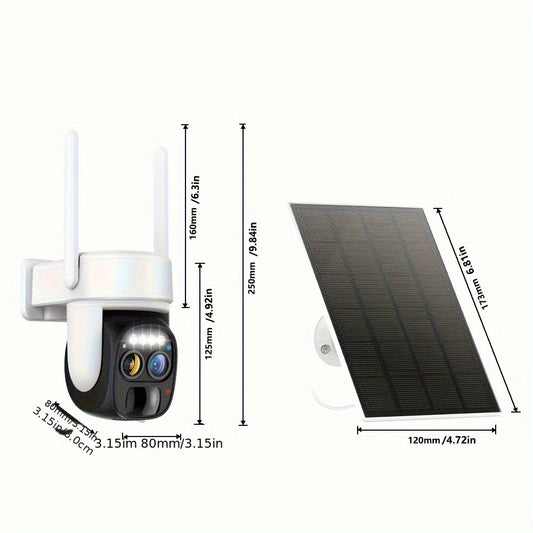 7pcs Solar Powered Outdoor Security Cameras with AI Motion Detection, 1440P HD, 360° PTZ, Solar-Powered Wireless WiFi Cameras with Two-Way Audio, Color Night Vision,, Business, Driveway, Garage - Cloud Storage Included