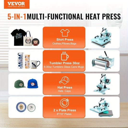 Heat Press Machine 15x15 in 5 in 1 with 30oz Tumbler Press TShirts Green