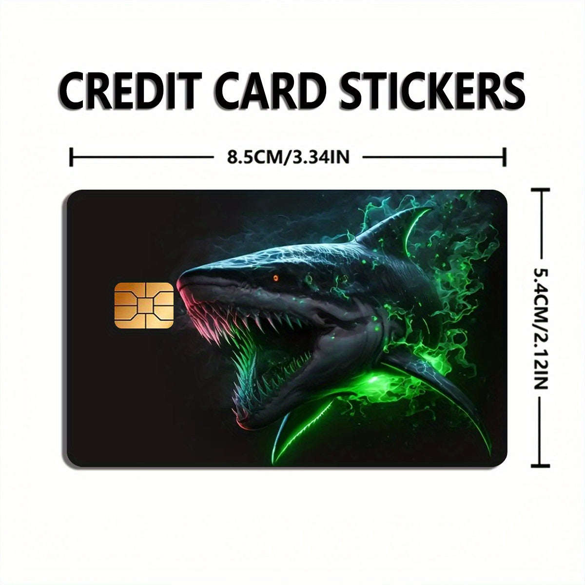Fierce Mutant Shark Pattern Sticker Set, Featuring a Future Sense, Technology Sense, Durable Privacy Stickers Made of PVC, Suitable for Credit Cards, Transportation Cards, Debit Cards, Keys, And Is Designed to Protect Bank Ca