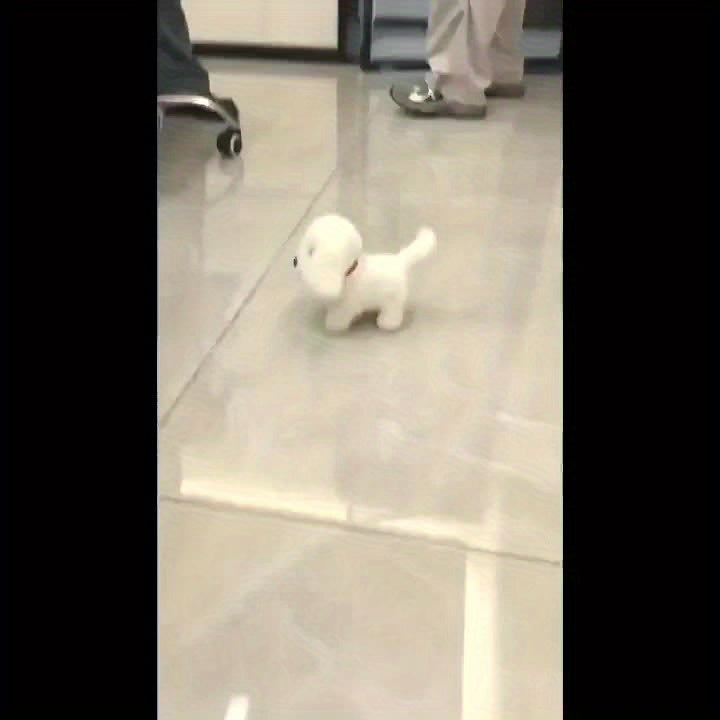 Realistic Robot Dog - Interactive Electronic Pet with Soft Fluffy Hair, 6-inch Compact Robot Puppy, White & Multi-Color Plush Doll for Adults & Collectors, Battery-Free Operation (No Included),