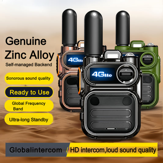 Global POC 10000 Miles Walkie-Talkies Ultra Long Distance International Intercom Unlimited Range PTT Walkie Talkie Multi- Functional Two Way Radios 2 Radios 2 Cards 2 Headphones Set