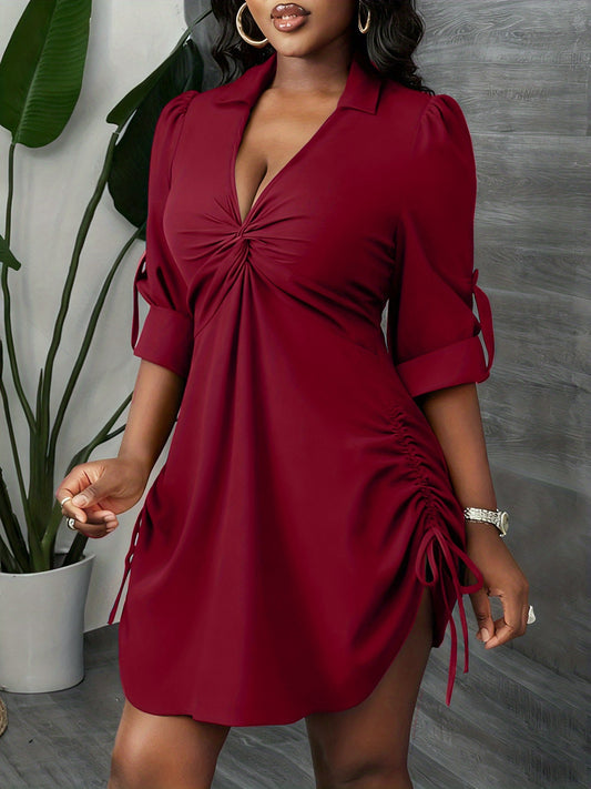 Stylish - Long Sleeve - Drawstring Dress
