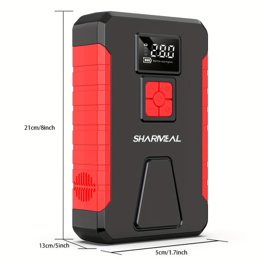 13000A/12000A/11000A/10000A Peak 12V Portable Car Emergency Starter | Car Battery Charger with Air Compressor, Suitable for 2.64gal Gasoline/All Diesel, Includes Emergency Starter Accessories, LED Light, Tire Inflator, USB Ch