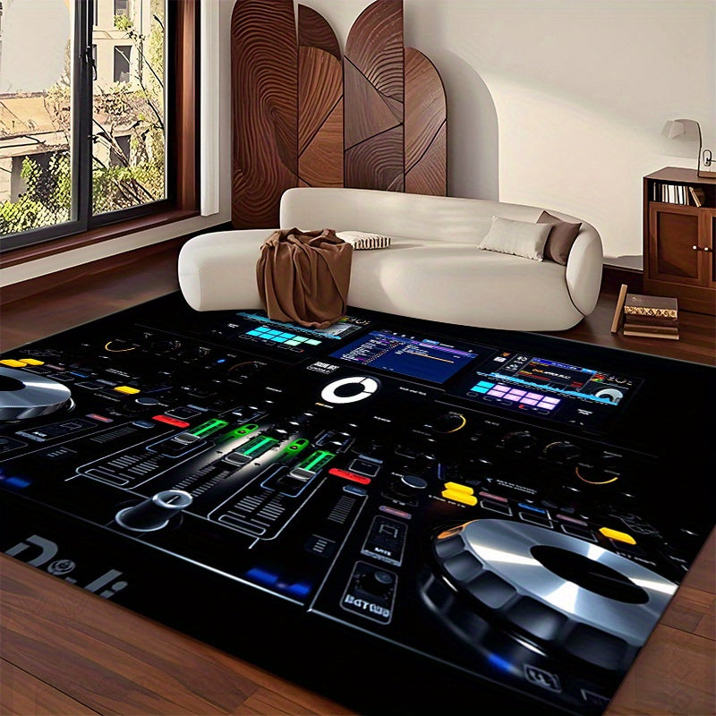 DJ Turntable Design Non-Slip Floor Mat - Machine Washable Mat Mat with Club-like Mixing Board Pattern, Extra Large Available for Home Studio, Living Room, Office, DJ Gifts - Lightweight & Easy Clean Modern Decor Mat, Studio A