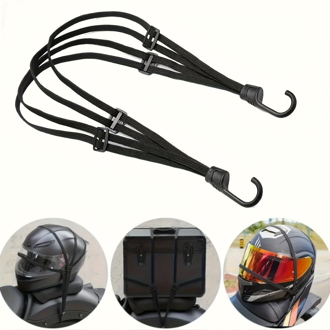 Elastic Bungee Cords for Motorcycles And Bicycles, Helmet Net Straps, Black Mesh Luggage Organizer for Safe Storage