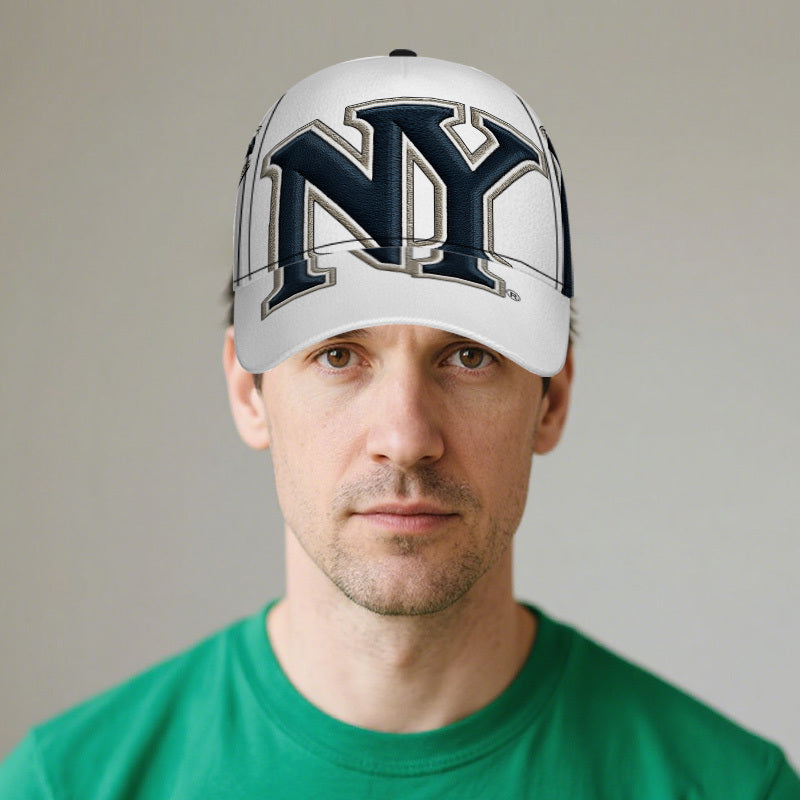 1pc NYC Embroidery Snapback Cap - Lightweight Polyester Baseball Hat with Full-Body Vibrant NY Logo Print, Black & White Street Style for Running, Sports & Casual Wear, Sports Cap | Funky Style Cap | Durable Headgear