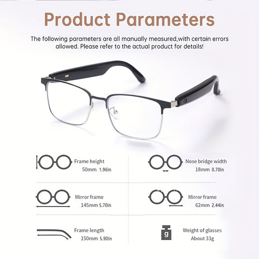 AI Translation Smart Glasses, Photochromic Lenses, Supports 160+ Languages Real-Time Translation, Fashion Audio Glasses with Built-in Microphone And Speaker, Listen to Music And Answer Calls, Supports Touch, Magnetic Charging