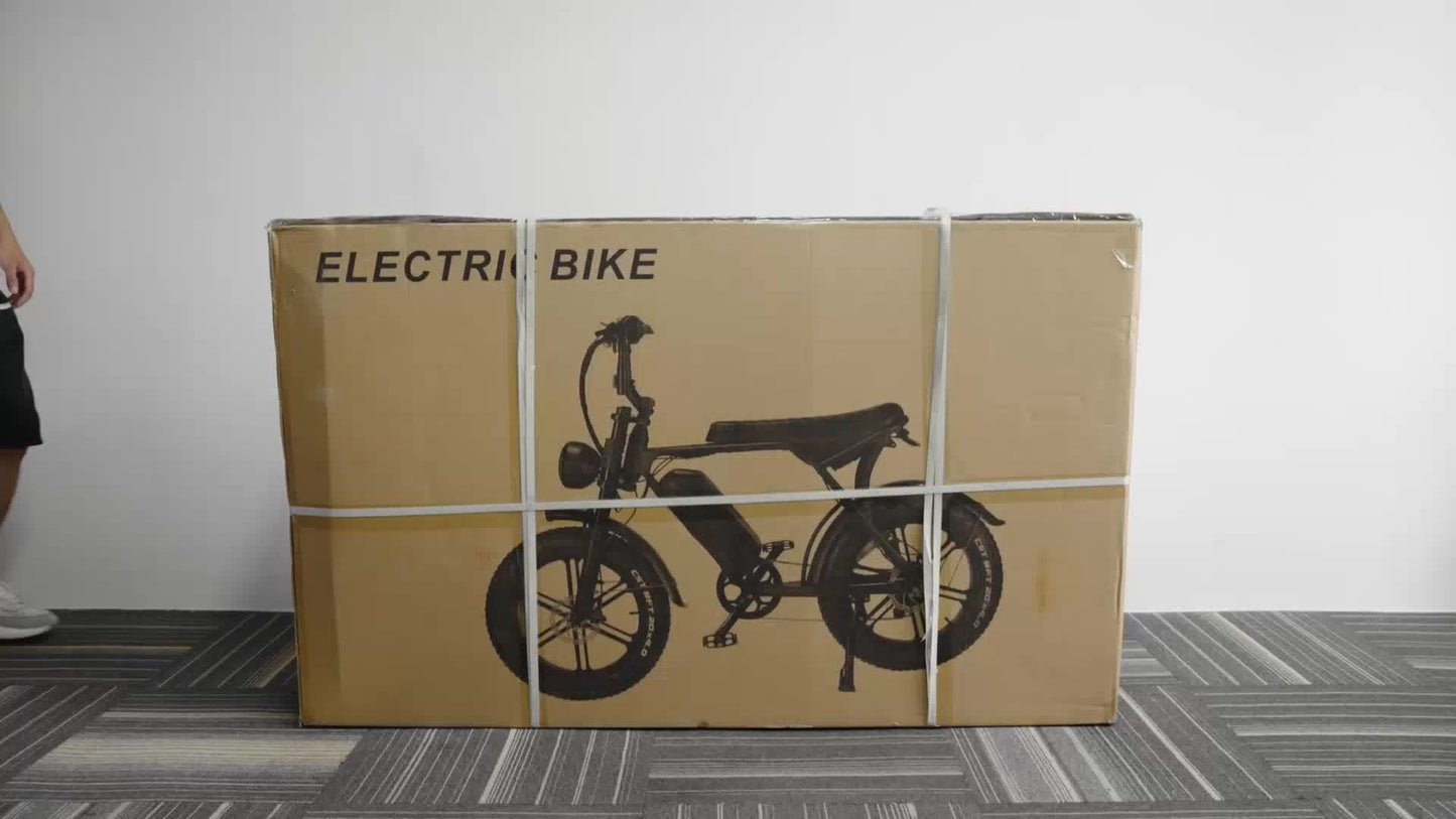 Electric Bike, V8 Electric Mountain Bike With 740W Motor 48V 15Ah Removable Larger Battery 25km/h 20" Fat Tire E Bike 7-Speed Adult Electric Bicycles, Electric Dirt Bike, Electric Mountain Bike, Electric Bicycle For Adults, E
