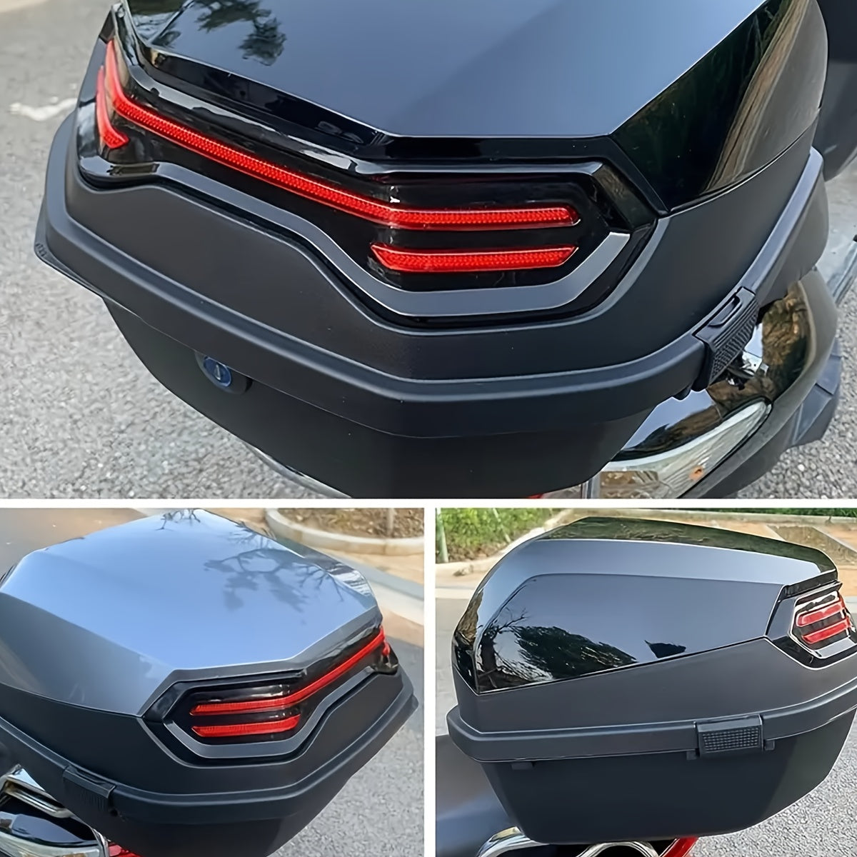 1pc Motorcycle Top Box - Heavy-Duty ABS Motorcycle Luggage Bag with Locking Mechanism, 45L/11.89 Gallon Capacity, Shock-Absorbing Base & Interior Lining, Detachable Straps For Secure Storage Of Helmets, Gloves, Motorcycle Sto