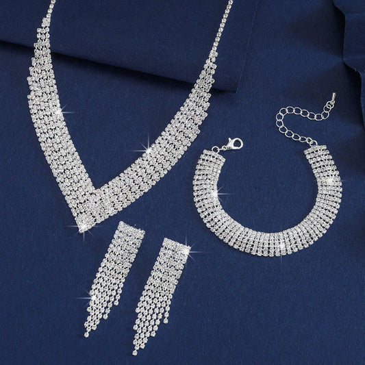 Fashion Bridal Jewelry Set, Including Necklaces, Earrings, Bracelets - Suitable For Women'S Daily Wear, Weddings, Parties, Etc. Precious jewelry holiday gifts