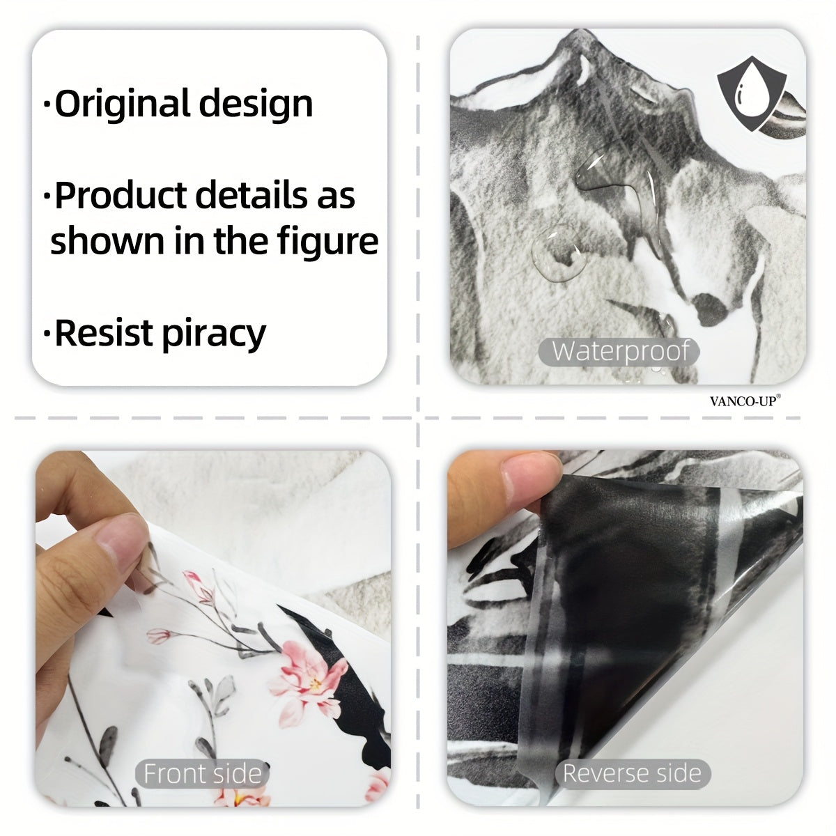 A Set of Four Ink Wash Paintings Resembling Scenic Wall Stickers for Home Decoration, Self-Adhesive M13603-KN.