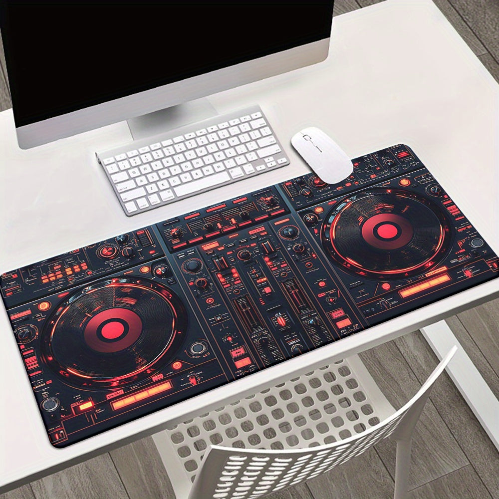 DJ Control Panel Rubber Anti-Slip Mouse Pad - Black with Red & Orange LED Lights, Ideal for Gaming & Office Use, Office Desk Mat|Modern Desk Mat|Durable Desk Mat, Mouse Pads for Desk