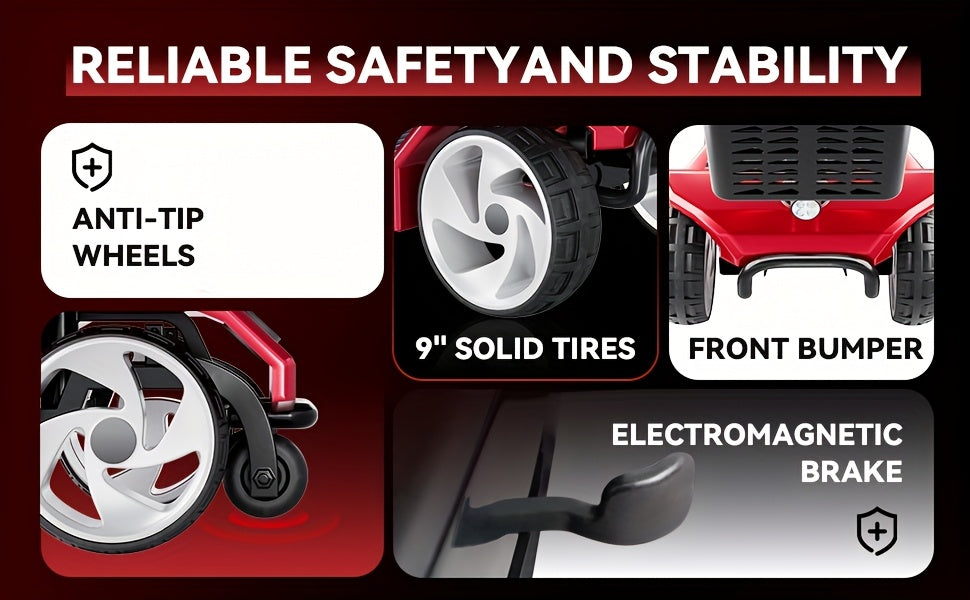 250W Motor+15 Mile Range! FSA/HSA Four Wheel Mobility Scooter, with A 260 Pound Weight Capacity And Foldable Design, Comes with A Front Facing Shopping Basket, Making It Easy to Shop with Just One Click!