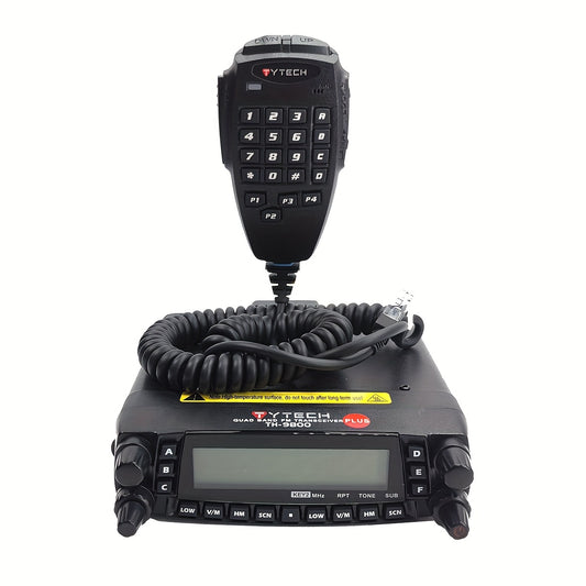TYT TH-9800 Quad Band Mobile Radio Transceiver - 50W High Power U/V Cross-Band Repeater, 809-Channel DMR/FM/Analog Two-Way Talkie with Lighter Power, USB Cable & Programming for Truck, Taxi, RV, Emergency Services