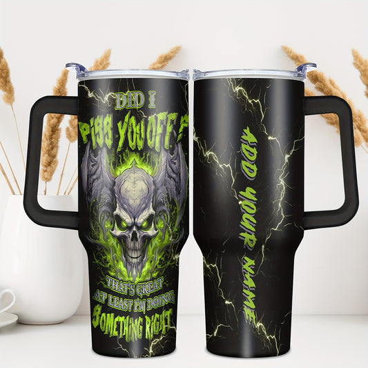 Custom 1pc, Personalized 40 Oz Tumbler with Lid, Featuring a Funny Lightning Skeleton Print, Stainless Steel Water Bottle Perfect for Christmas, Thanksgiving, Halloween, And Birthday Gifts for Dad, Son, Women, Mom, Sisters, T