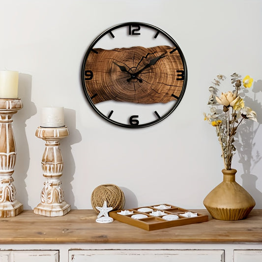 1pc Unique Shaped Clock, Wooden Hollow-Out Design Wall clock Silent Quartz Alien Style Timepiece for Bedroom Living Room Office Kitchen Bathrom Battery Operated (Batteries Not Included), Home Decor, Silent Timekeeping, Unique
