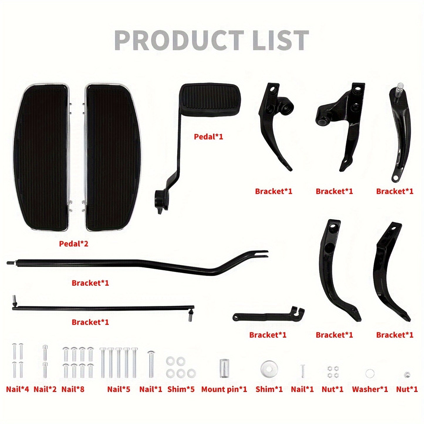 Complete Kit for Floorboards And Foot Pedals Compatible with for harley Dyna FXD Models from 2006 to 2017