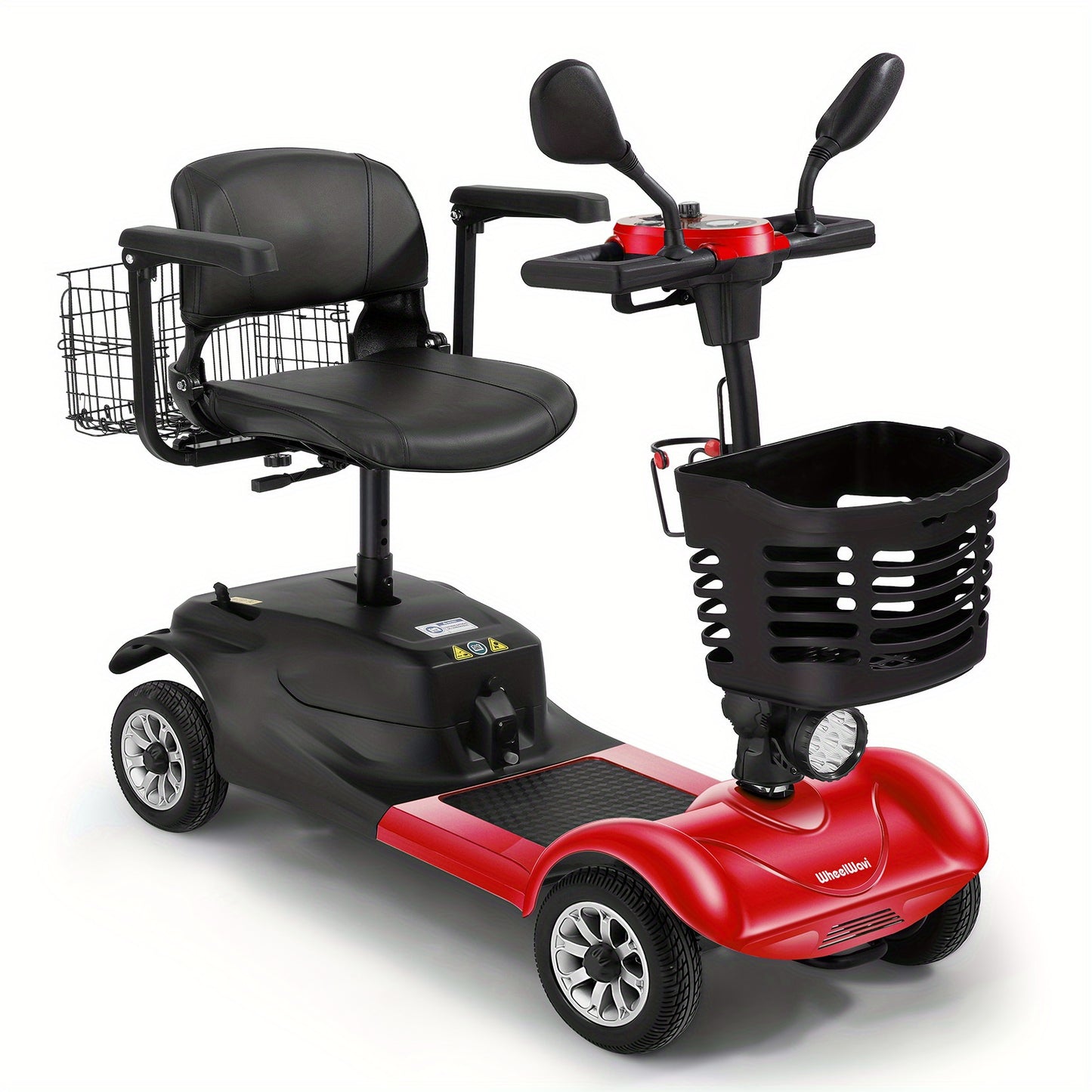 Heavy-Duty 4-Wheel Mobility Scooter For Seniors & Adults - 250W Motor, 14.9-Mile Range, 330LBS Load, 8" All-Terrain Solid Tires, Foldable Lightweight, Dual-Power Battery, Rearview Mirror, Indoor/Outdoor Use, Trunk Storage, Lo