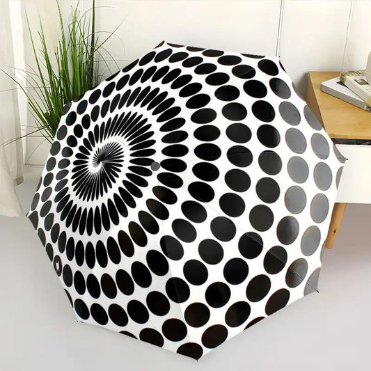 Automatic Open/Close Umbrella with 8-Rib Automatic Folding Canopy - Heavy-Duty Reinforced Frame, Compact Portable Umbrella for Travel, &, Elegant Black Oval Design - Perfect Gift for s & (Birthday/Christmas)