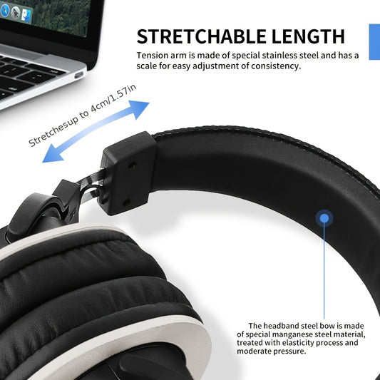 HP60 Professional DJ Monitor Headphones Closed-Back Headphones with 3.5mm + 6.35mm Plug, Rich High Treble, Suitable for DJs, Recording Studios, and Music Production Equipment, Studio Headphones, Closedback Design, Durable Hea