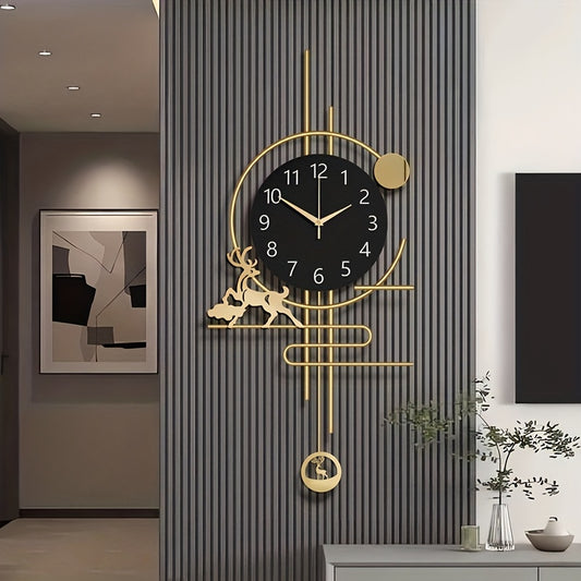 30x14 Inch Large Silent Wall Clock - Quartz Movement, No Ticking, Japanese Quartz Movement, Decorative Metal Art Design, Ideal for Living Room, Bedroom, Office, and Home Decor, Bedroom Wall Clock|Modern Wall Clock|Quartz Move