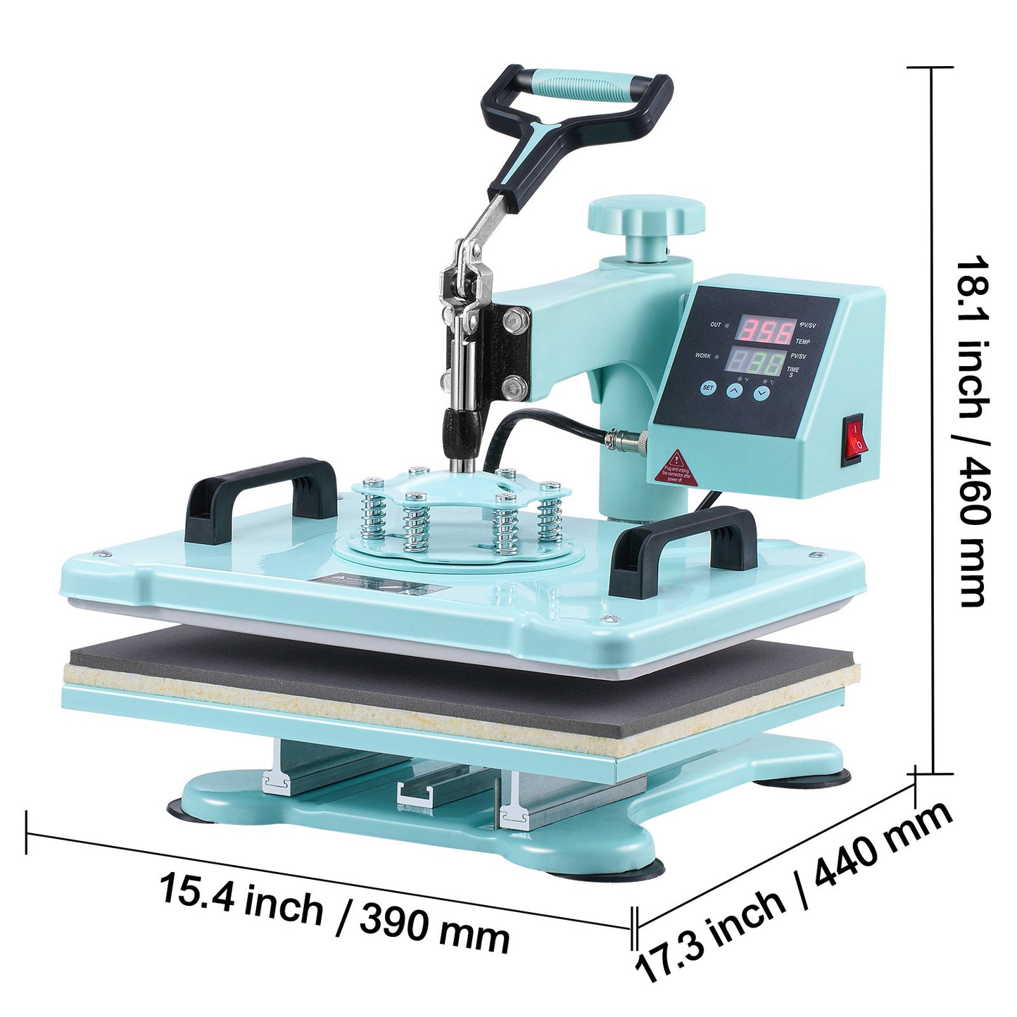 VEVOR Heat Press Machine 12x15 in 5 in 1 with 30oz Tumbler Press T-Shirts Green