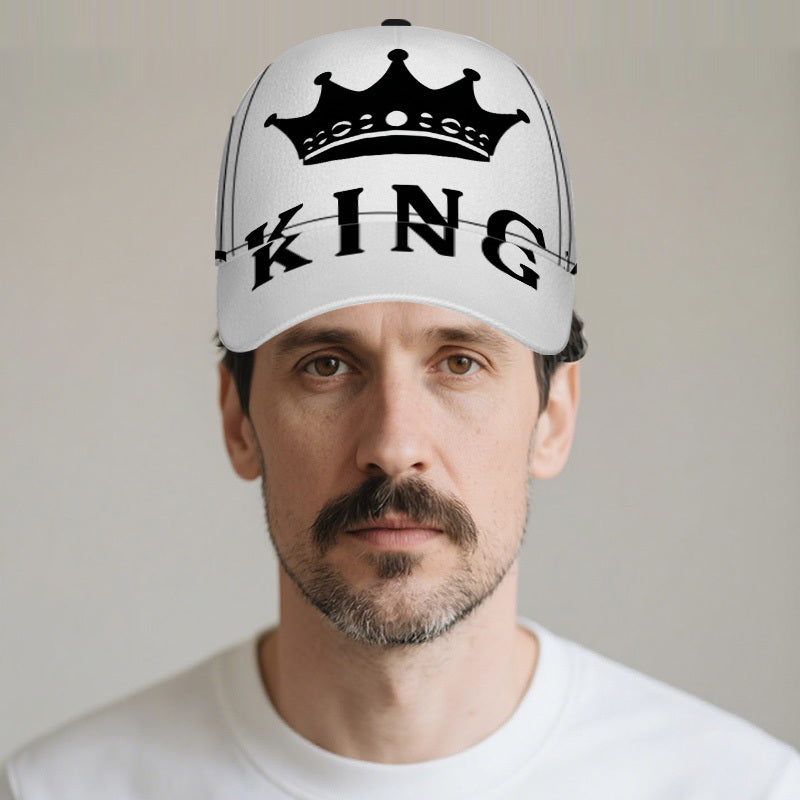 1pc Adjustable Snapback Baseball Cap with Crowned King Emblem - Black Polyester Hat for Men, Street Fashion & Sports, Ideal for Running, Halloween, Thanksgiving, Christmas, Street Fashion Accessory | Funky Style Cap | Durable